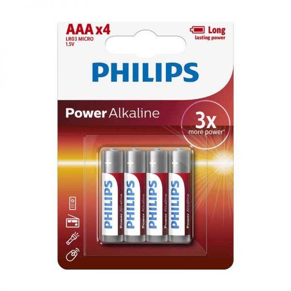 Baterija Philips Power Alkaline 1.5V AAA LR03P4B/10