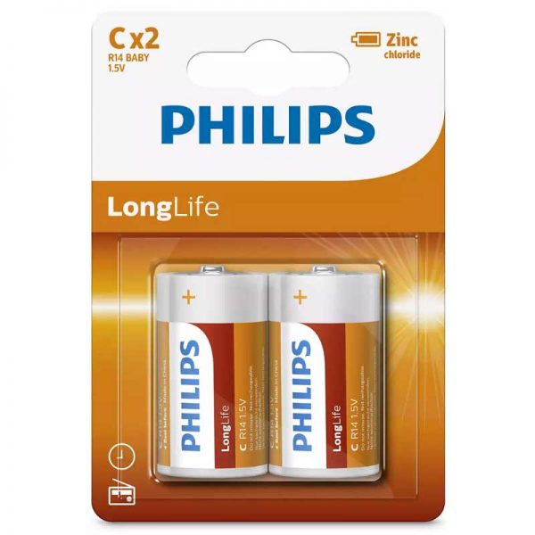 Baterija Philips LongLife 1.5V C B2 R14L2B/10
