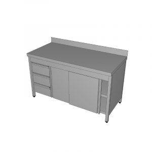 Končar Zatvoreni radni stol sa setom ladica krilnim vratima i zaštitom zida