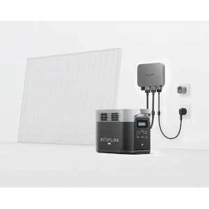 Solarni balkonski set – EcoFlow PowerStream Microinverter 800W + Baterija 2kWh – Off-grid s baterijom