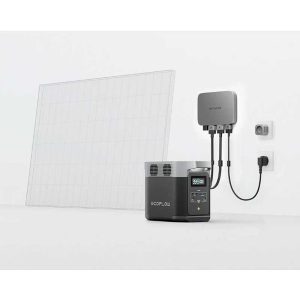 Solarni balkonski set – EcoFlow PowerStream Microinverter 800W + Baterija 1kWh – Off-grid s baterijom