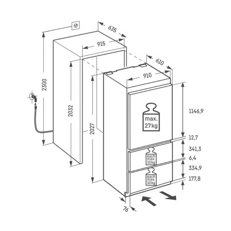 Liebherr ECBNe 8870 Ugradbeni kombinirani hladnjak - Slika 3