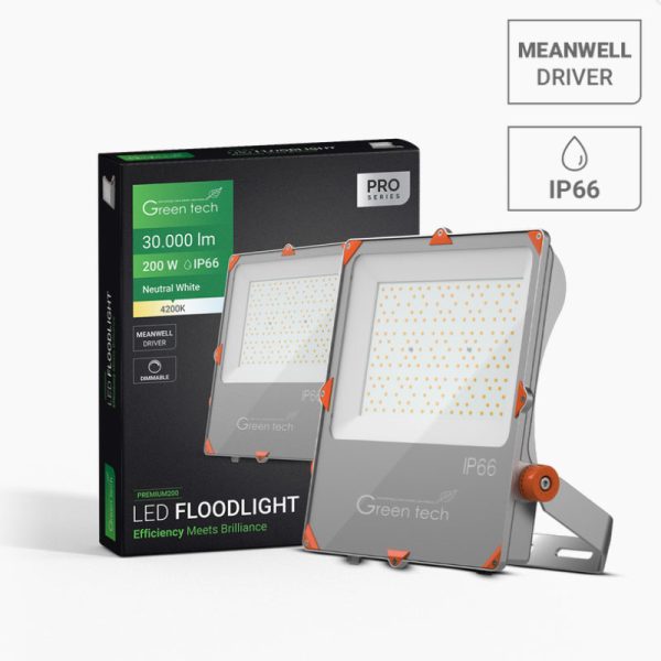 Premium LED reflektor Green Tech, 200W, 150LM/W 4200K, IP66 Meanwell XLG