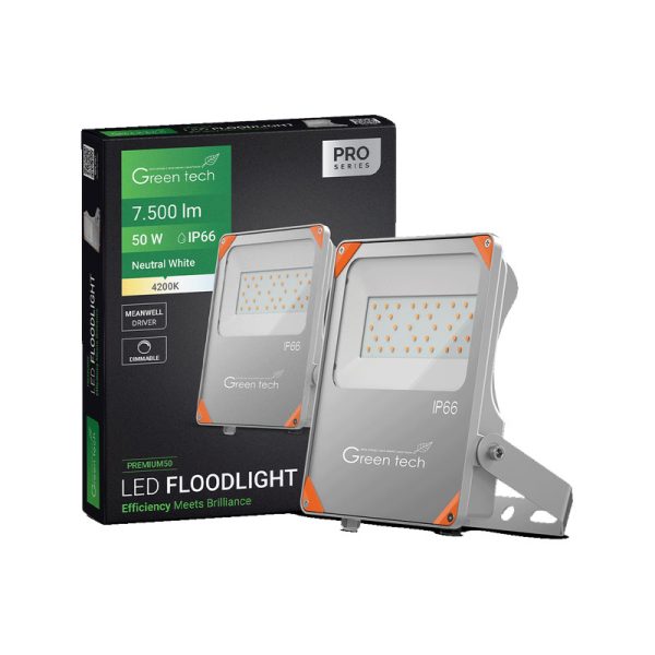 Premium LED reflektor Green Tech, 50W, 150 lm/W, 4200K, IP66, Meanwell XLG