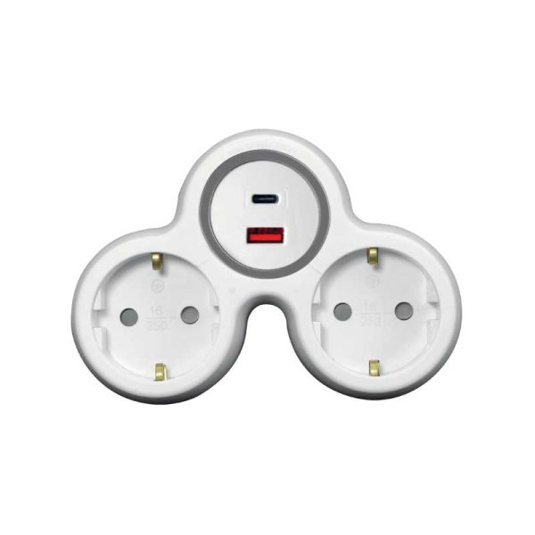Razdjelnik 2-struki s USB punjačem A+C