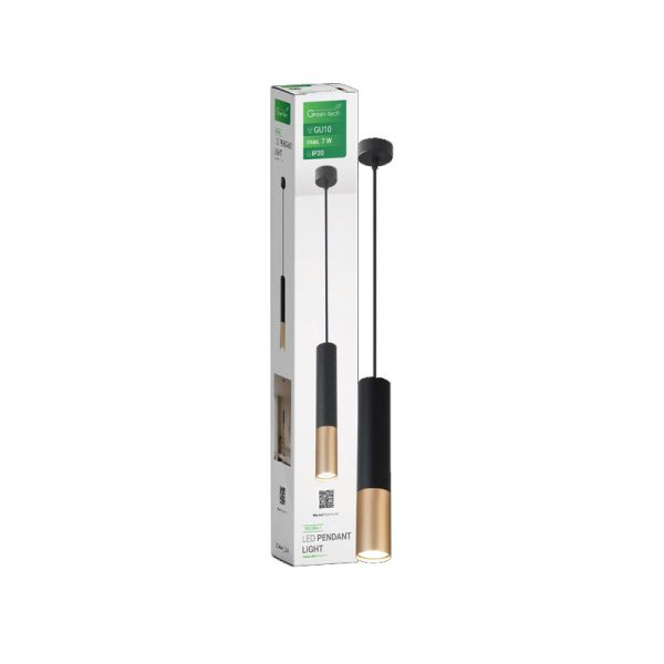 LED visilica Green Tech, GU10 X 1 kom, crna-zlatna boja
