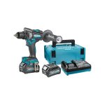 Makita DF001GD201 Akumulatorska bušilica - Snažna akumulatorska bušilica od 40 V maks. za teške radove. S mjenjačem s 2 brzine za veliku brzinu. Okretni moment od 140 Nm elektronički je podesiv u 41 razini. AFT tehnologija sprječava trzanje stroja kada je alat blokiran.