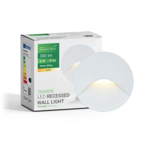LED ugradna zidna svjetiljka Green Tech 3W, 3000K IP44, bijela