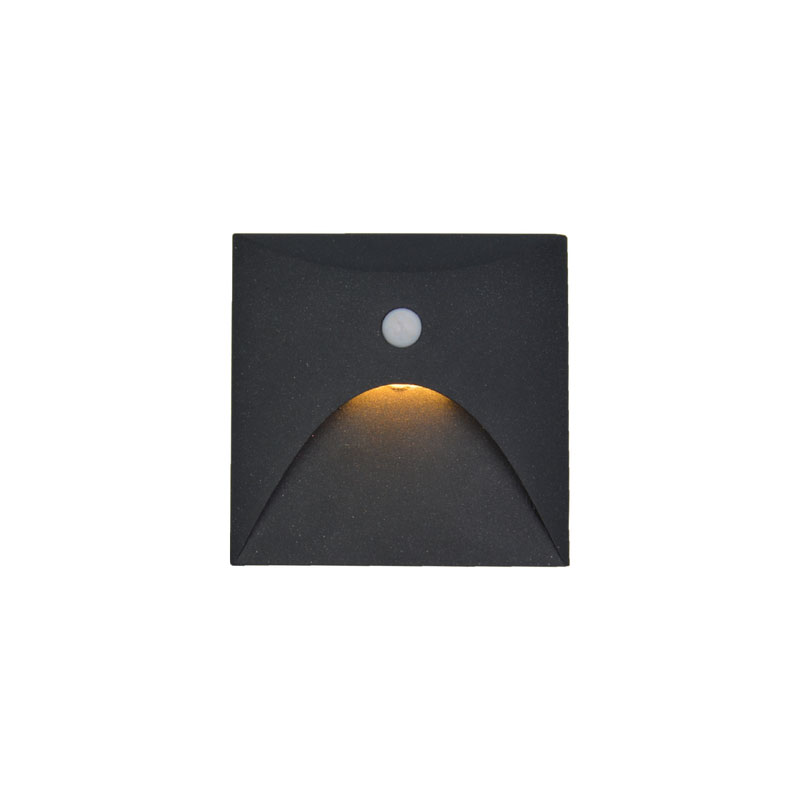 LED ugradna zidna svjetiljka sa senzorom Green Tech 3W, 3000K IP44, crna - Slika 3