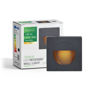 LED ugradna zidna svjetiljka Green Tech 1,5W, 3000K IP20, crna