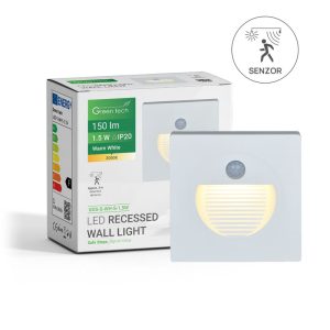 LED ugradna zidna svjetiljka sa senzorom Green Tech 1,5W, 3000K IP20, bijela