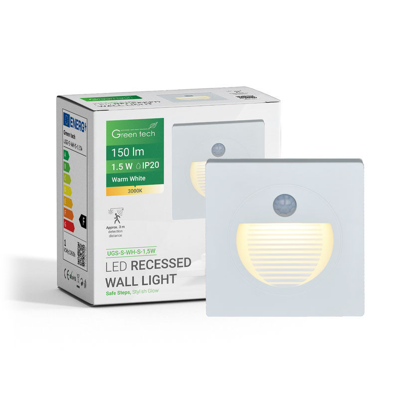 LED ugradna zidna svjetiljka sa senzorom Green Tech 1,5W, 3000K IP20, bijela - Slika 8