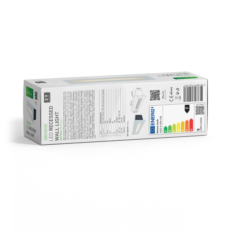 LED ugradna zidna svjetiljka Green Tech 5W, 3000K IP44, bijela - Slika 8