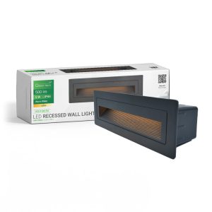 LED ugradna zidna svjetiljka Green Tech 5W, 3000K IP44, crna