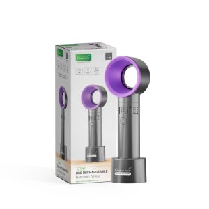 Prijenosni ventilator Green Tech, 1.9W, crni + ljubičasti, sa USB punjenjem