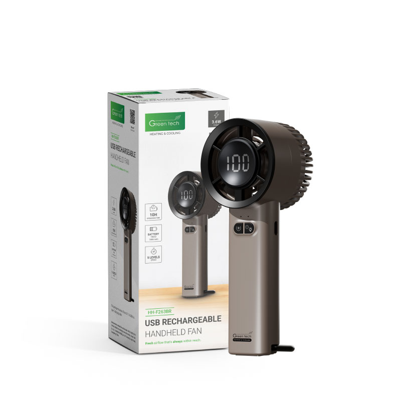 Prijenosni ventilator Green Tech, 3.6W, smeđi, sa USB punjenjem - Slika 6