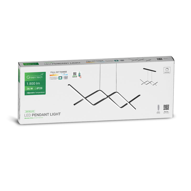 Smart dekorativna visilica Green Tech 36W, 3CCT, dim, APP + daljinski upravljač - Slika 6