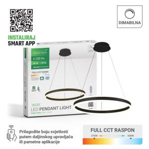Smart dekorativna visilica Green Tech 94W, 3CCT, dim, APP + daljinski upravljač