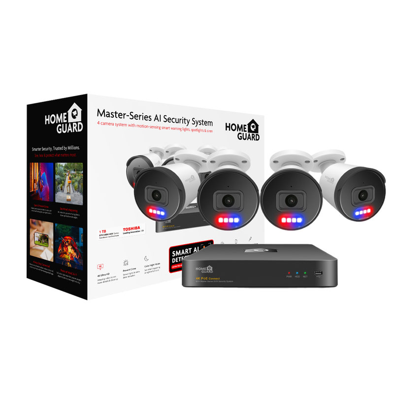 Homeguard POE Set 4K NVR 8CH+4 kamere, svjetlosno/zvučni alarm, AI detekcija