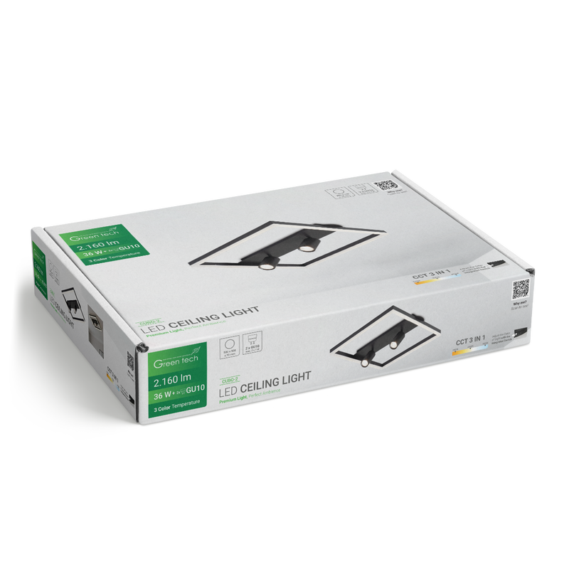 Stropna dekorativna svjetiljka Green Tech 36W, 3CCT + 2 x SPOT GU10 - Slika 4