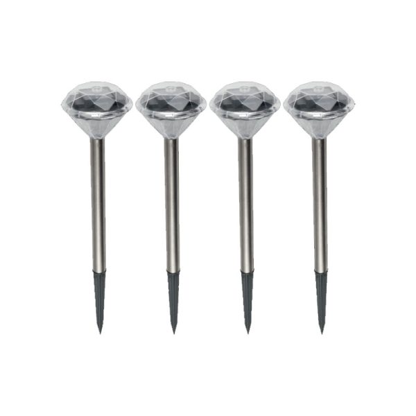 Solarna vrtna LED lampa, metalna, set 4 komada, 200 mAh