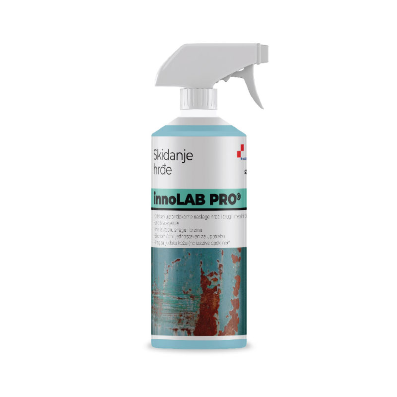 InnoLAB PRO Skidanje hrđe 500 ml Odstranjuje tvrdokorne naslage hrđe i drugih metalnih oksida, djeluje brzo i ima izuzetnu snagu i brzinu.