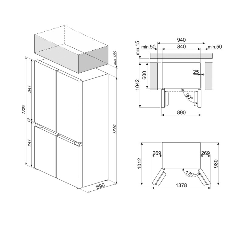 Smeg FQI48XD Samostojeći hladnjak 3+Door - Slika 6