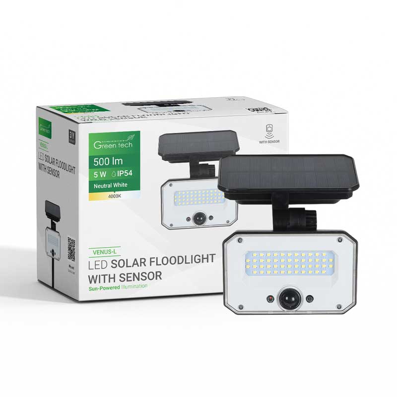 LED solarni reflektor Green Tech 5W, 4000K, IP54, 500 lm