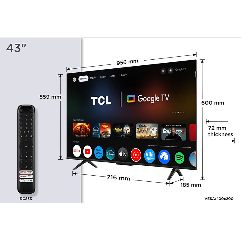 TCL 43P7K Televizor TCL QLED TV 43" Google - Slika 5