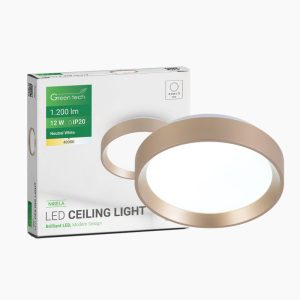 LED plafonjera Green Tech, 12W, 4000K, IP20, zlatna, promjer 25,8