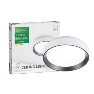LED plafonjera Green Tech, 12W, 4000K, IP20, bijela + antracit, promjer 25,8 cm